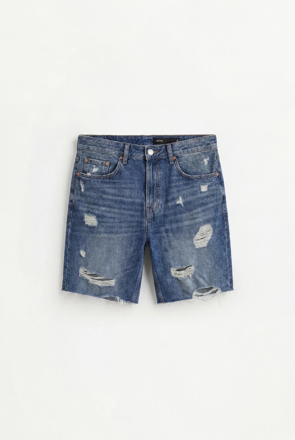 Ripped denim Bermuda shorts – Lefties – صورة المنتج