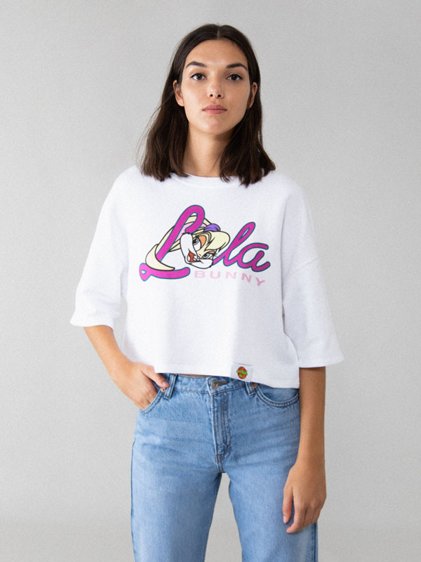 looney tunes cropped hoodie