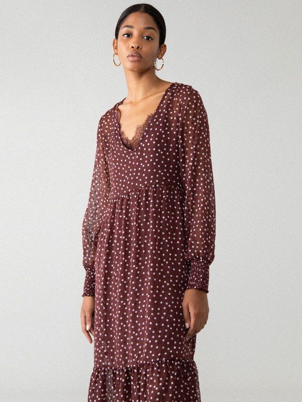 swiss dot midi dress