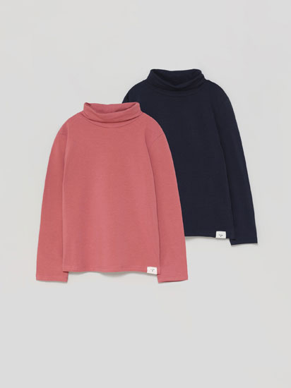 Pack of 2 basic roll neck T-shirts