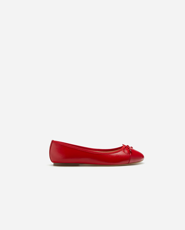 red ballet flats with bow