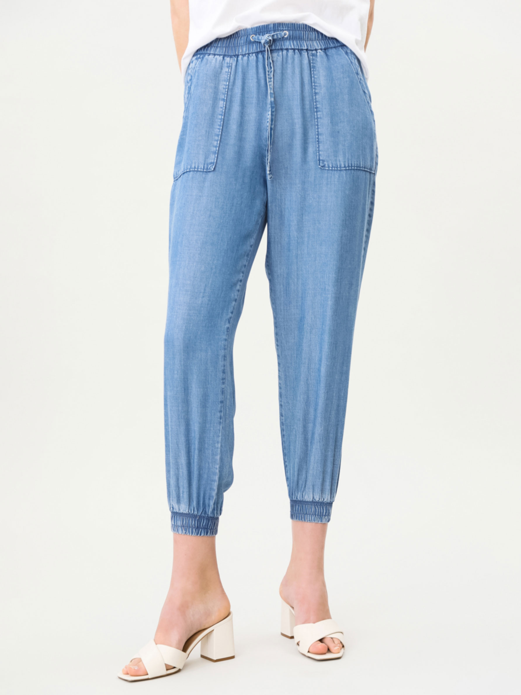 lightweight elastic waist jeans