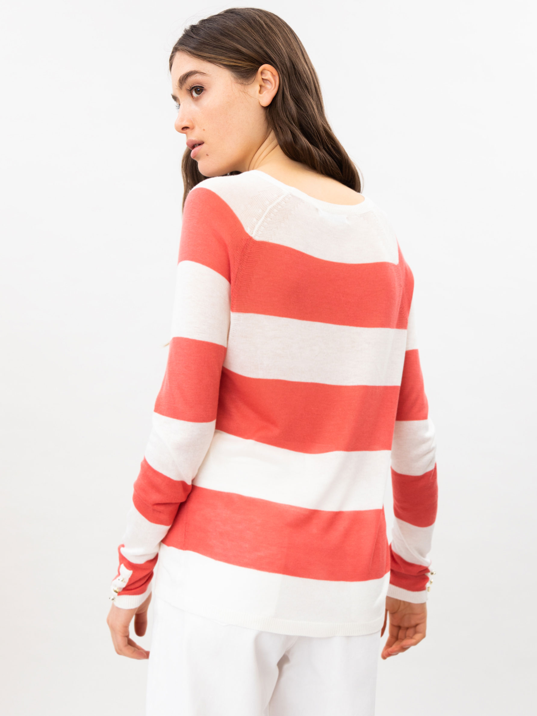 white fitted sweater