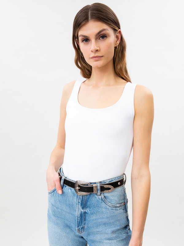 Camiseta blanca de tirantes mujer Clearance