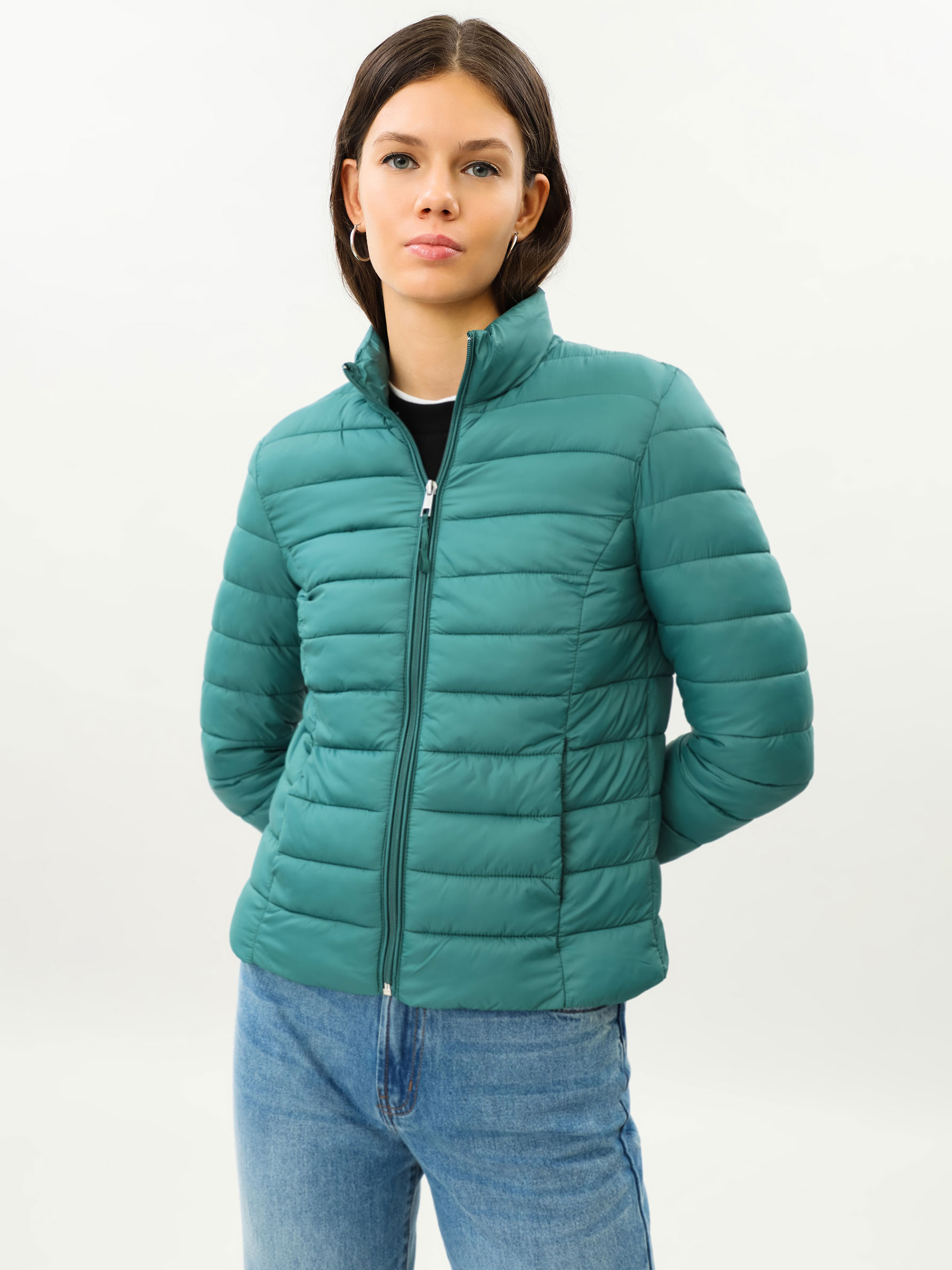 blue lightweight puffer jacket