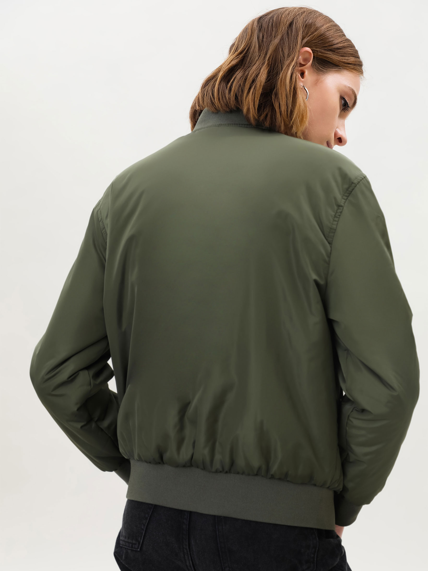 grey quilted bomber jacket