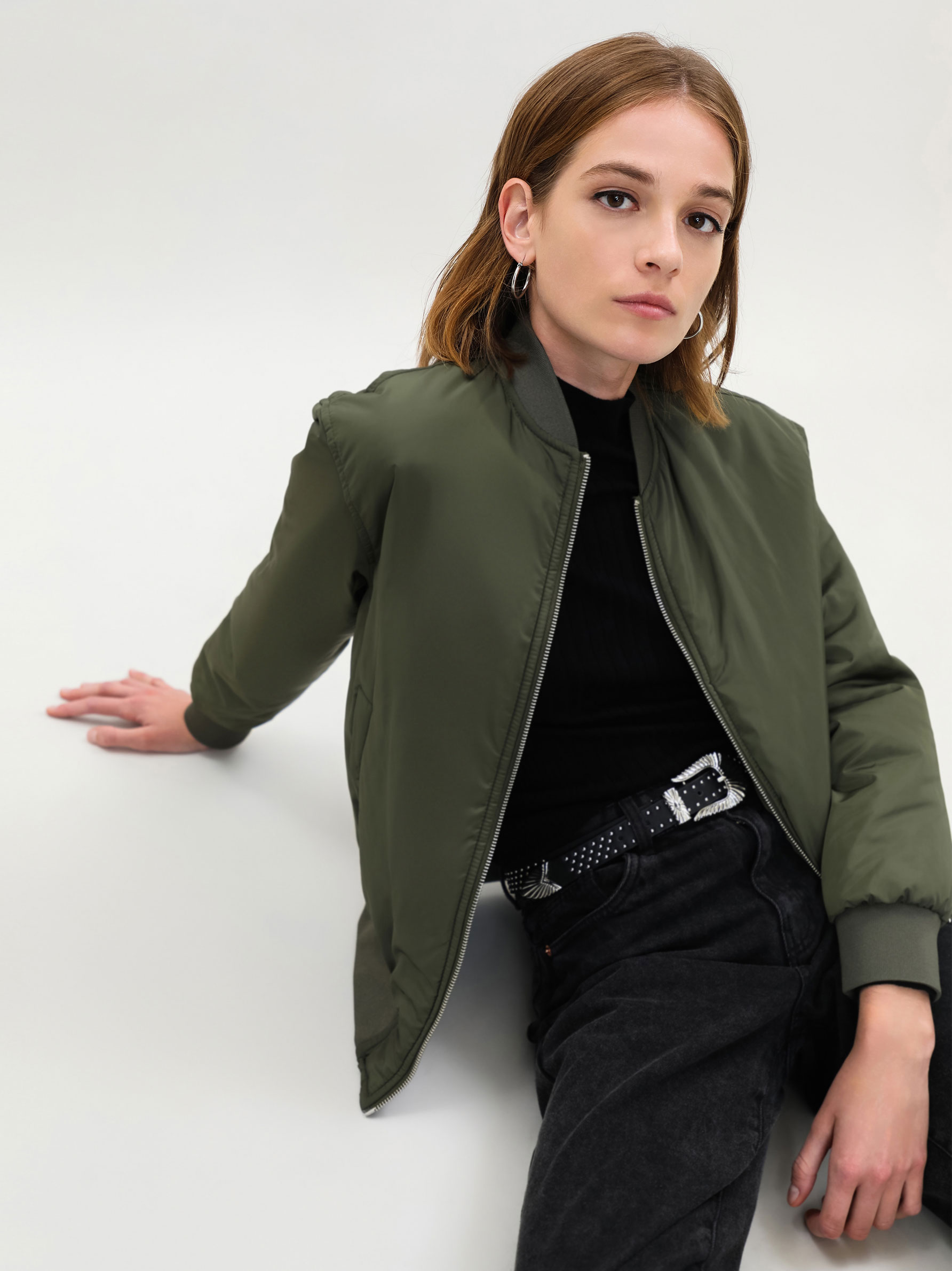 quilted green bomber jacket