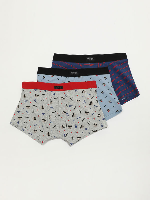 3-pack of printed boxers - Boxers - UNDERWEAR - THE ENTIRE COLLECTION - MEN  - | Lefties Tunisia / الجمهورية التونسية