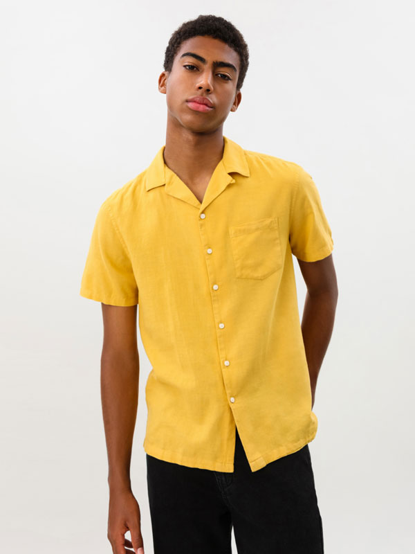 Camisa de Lino-algodón de manga corta