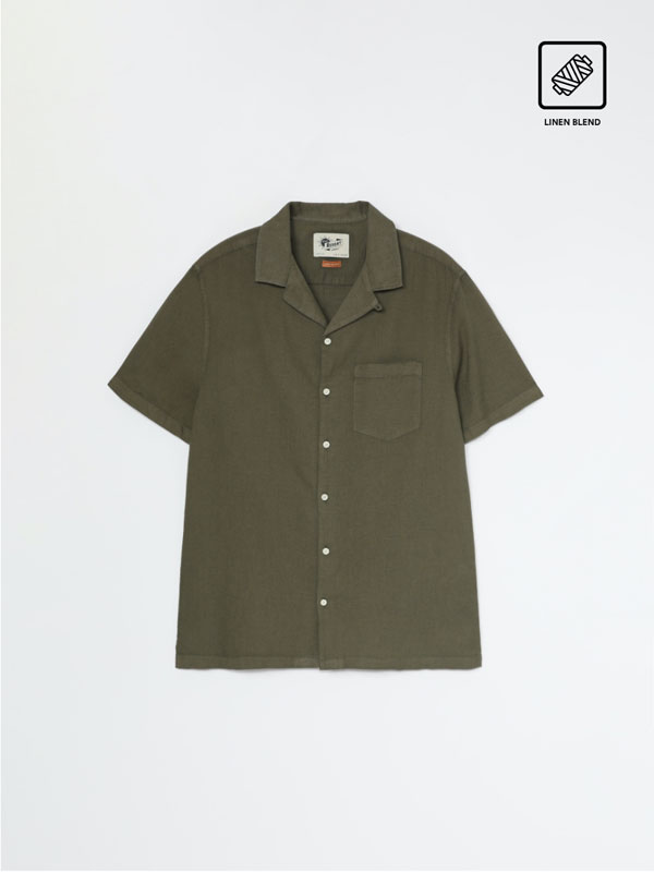 Camisa de liño-algodón de manga curta