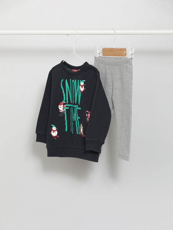 Conjunto natalício de sweatshirt e calças