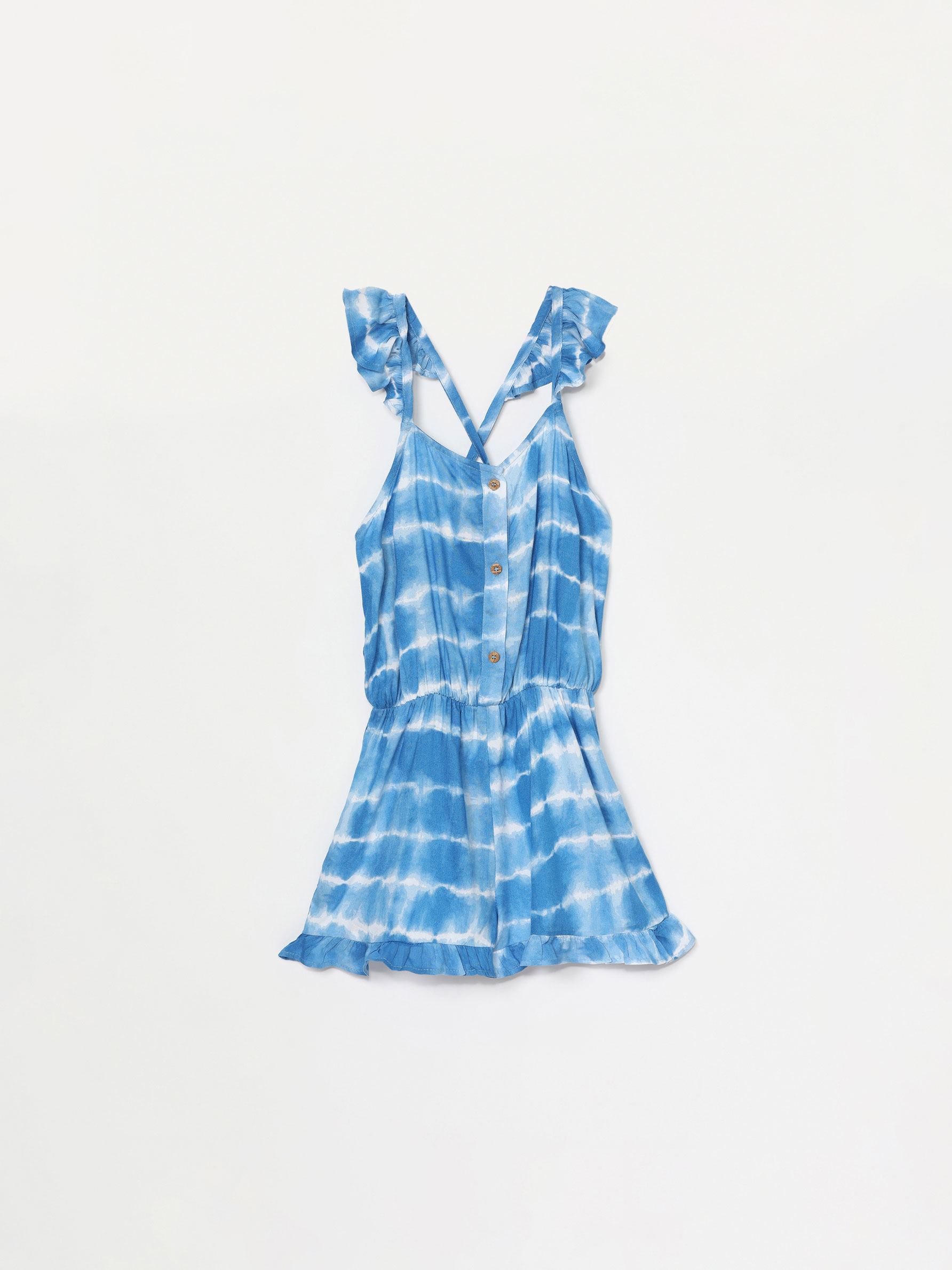 SHORT STRAPPY PRINTED JUMPSUIT
