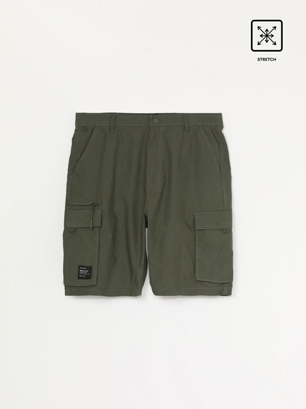 STRETCHY CARGO BERMUDA SHORTS