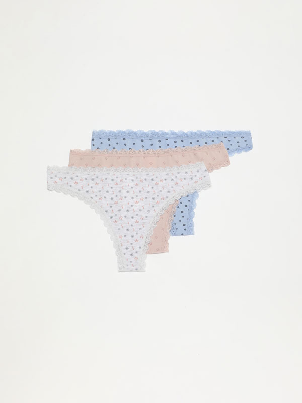 Pack of 3 pairs of printed Brazilian briefs.