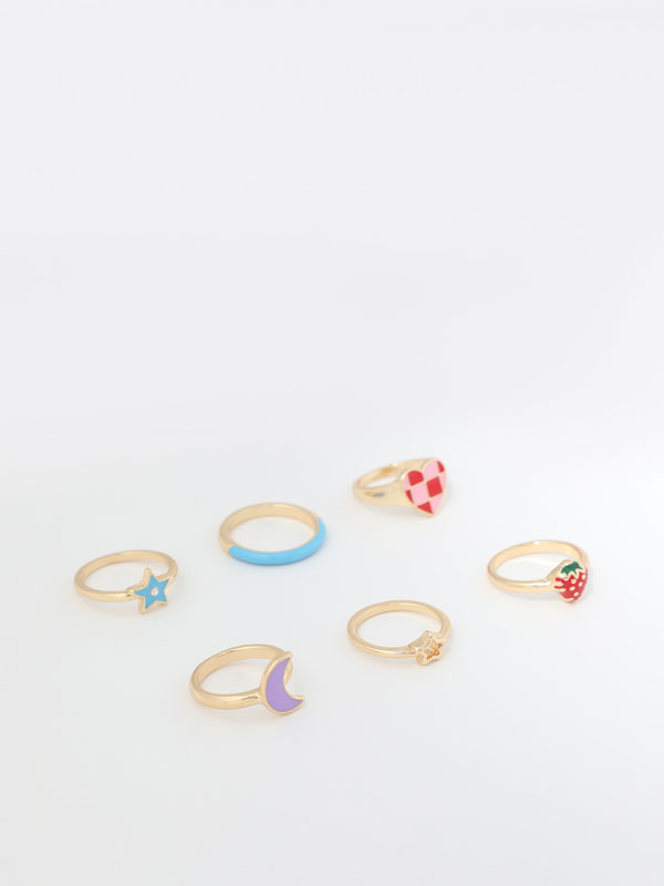 6-pack of decorated rings - ACCESSORIES - THE ENTIRE COLLECTION - WOMAN - |  Lefties Oman