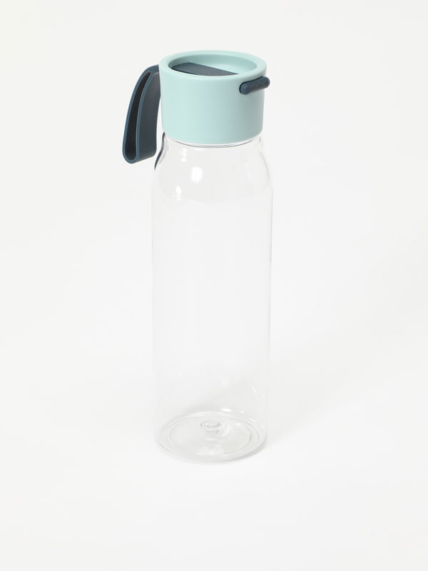 Bottle with cap and strap