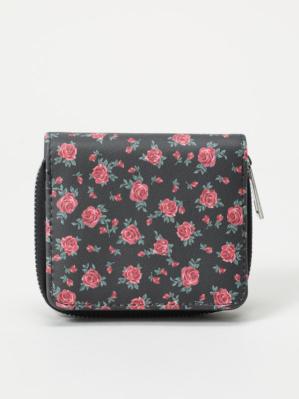 Square floral-print purse