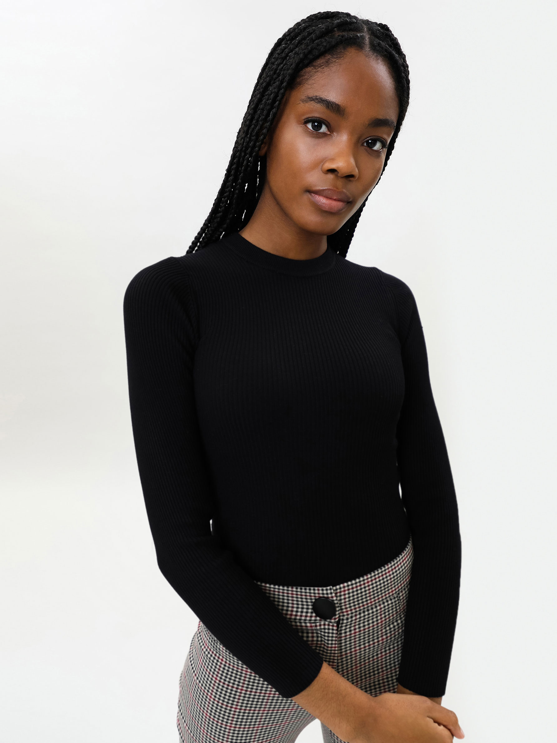 black ribbed knit sweater