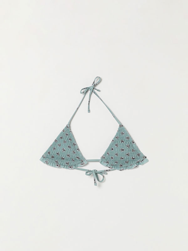Printed triangle bikini top