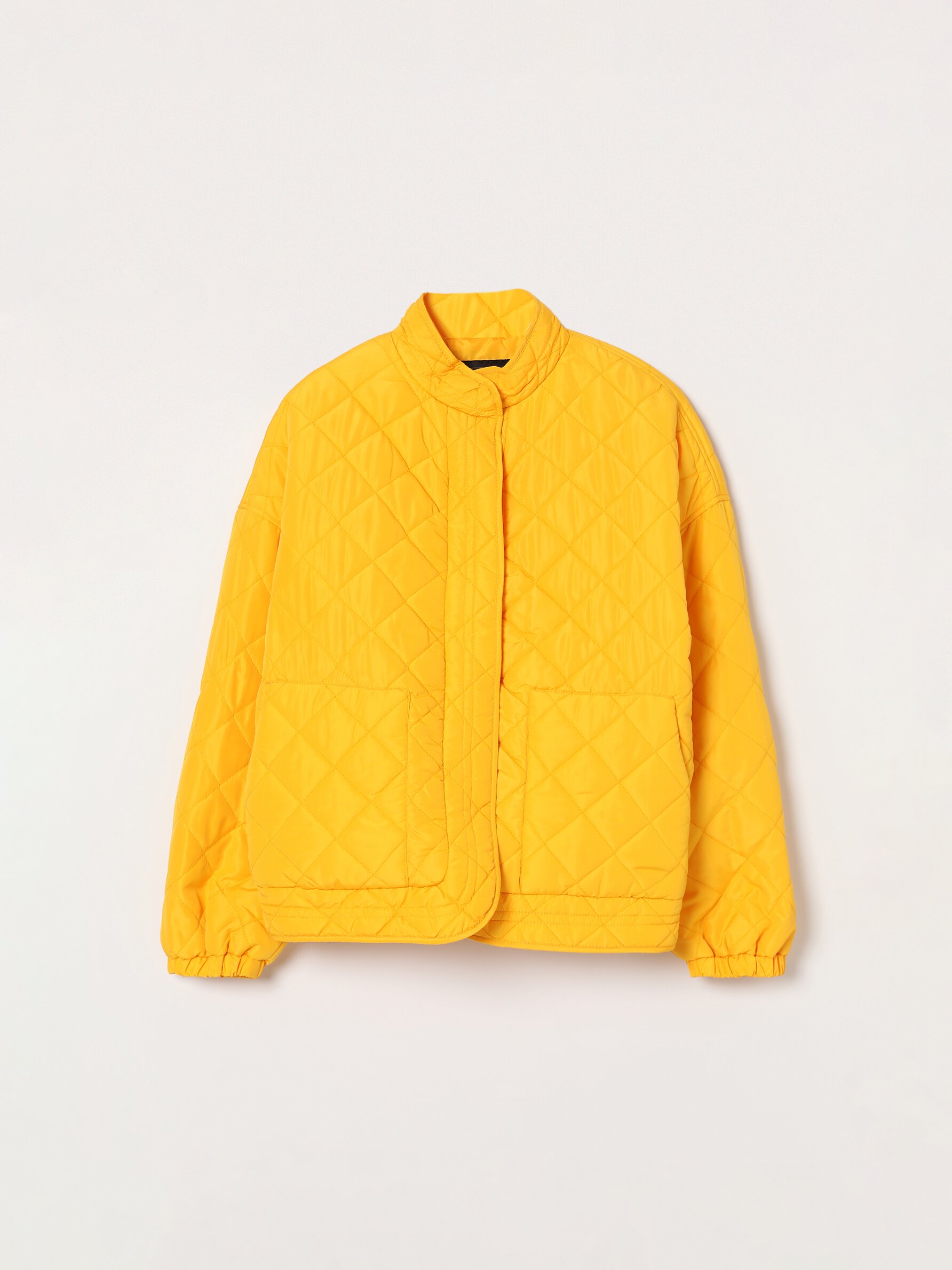 yellow puffer bomber jacket