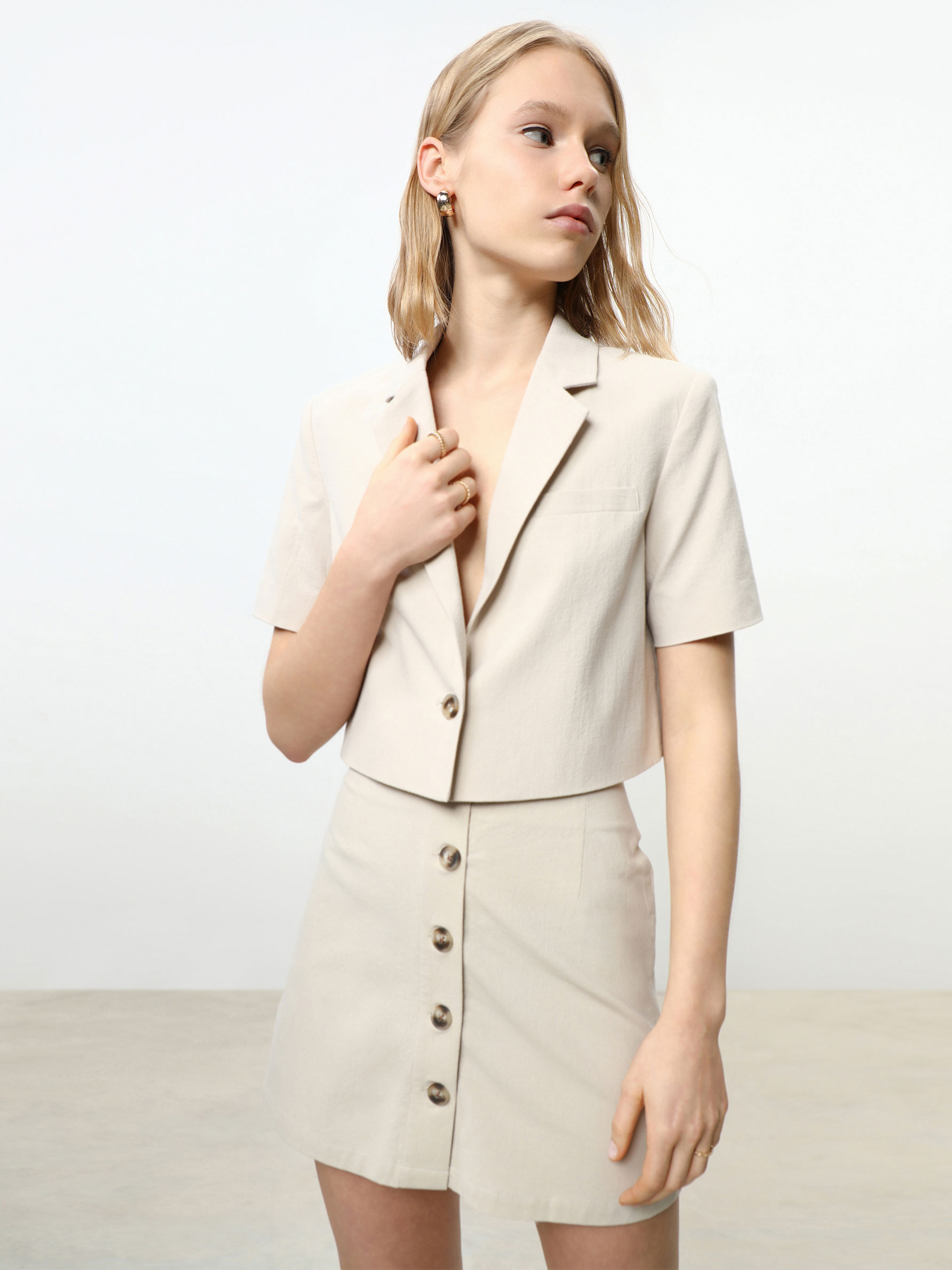 Cropped short sleeve blazer - JACKETS 