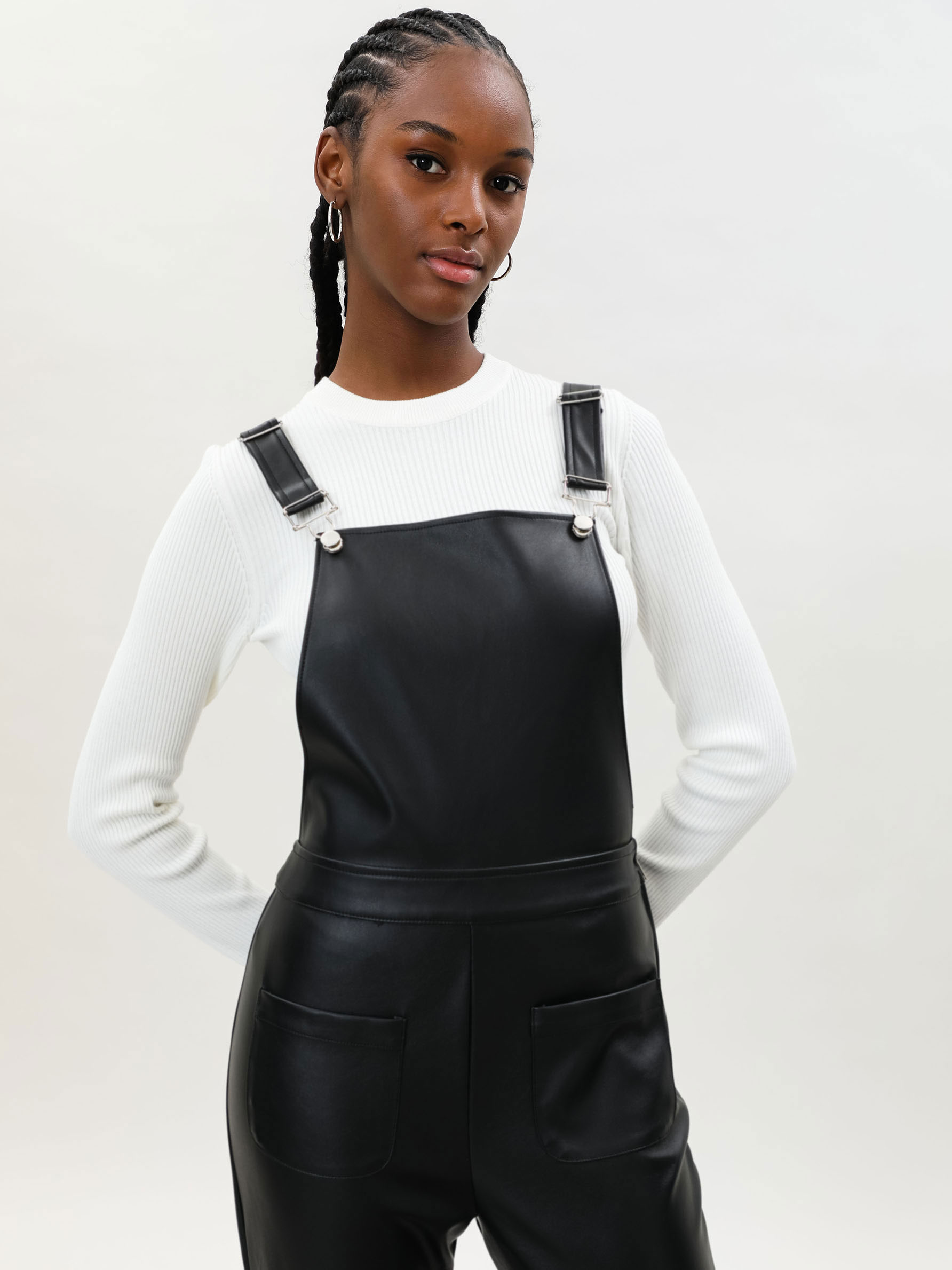 topshop leather dungarees