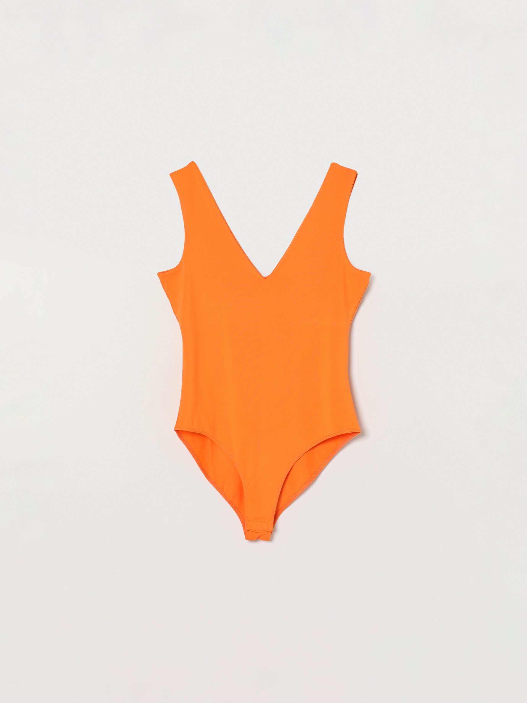 orange v neck bodysuit