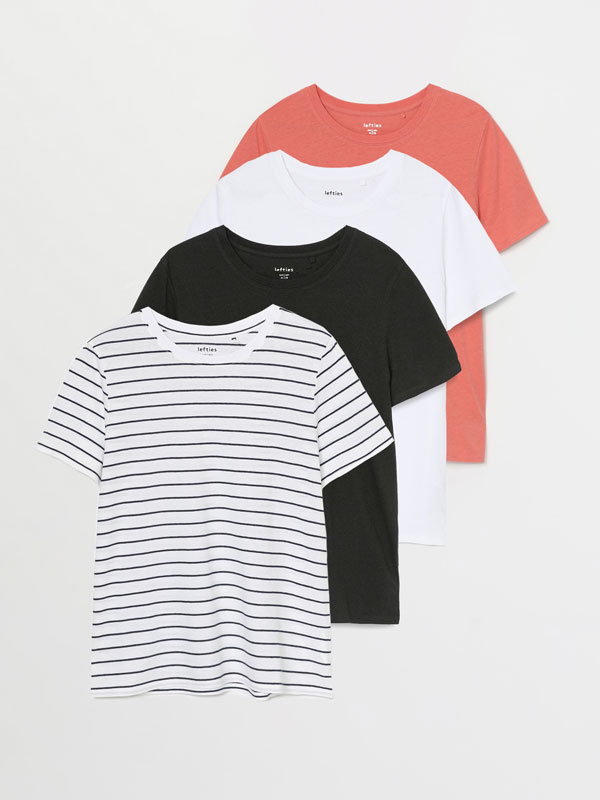 Pack de 4 t-shirts de decote redondo combinadas