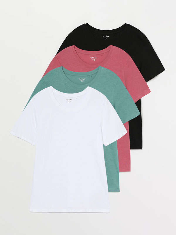 Pack de 4 camisetas de colo redondo combinadas