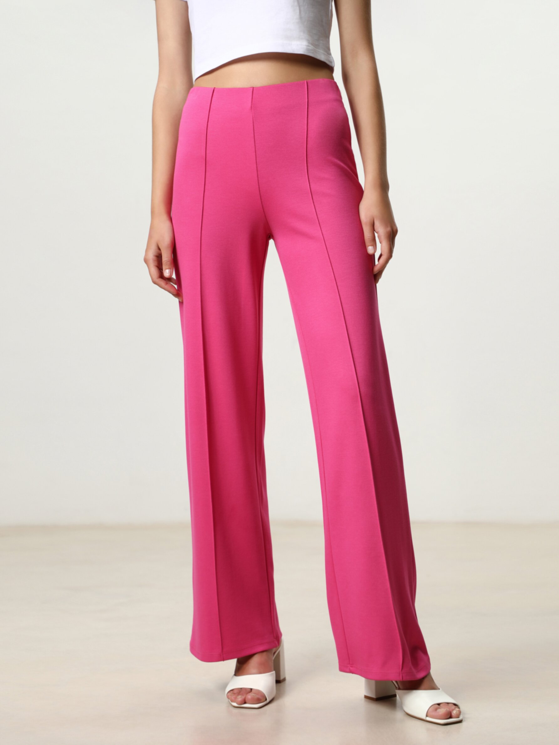 bright wide leg trousers