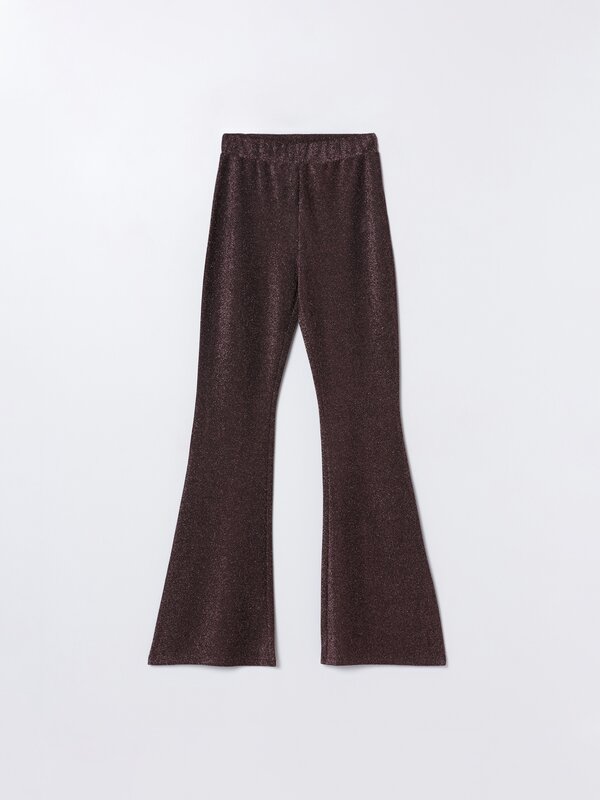 Shiny flare trousers