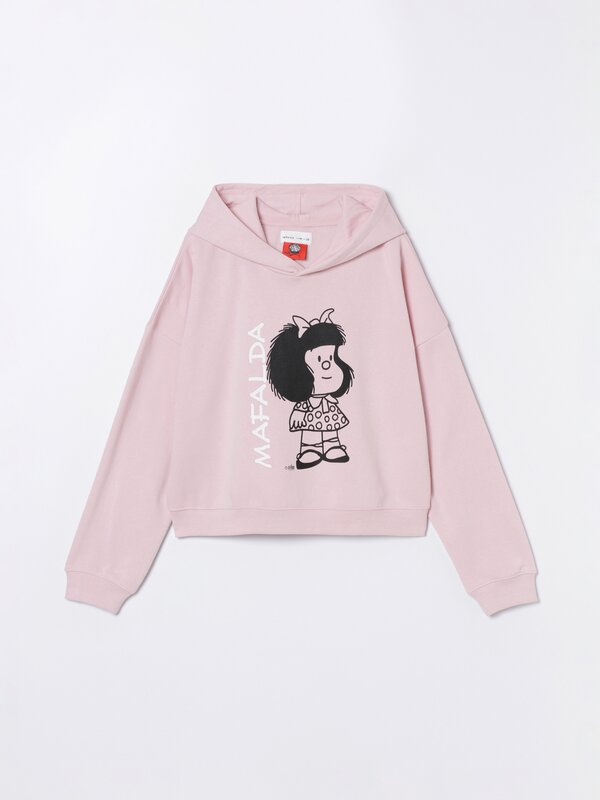 Cropped Mafalda print hoodie