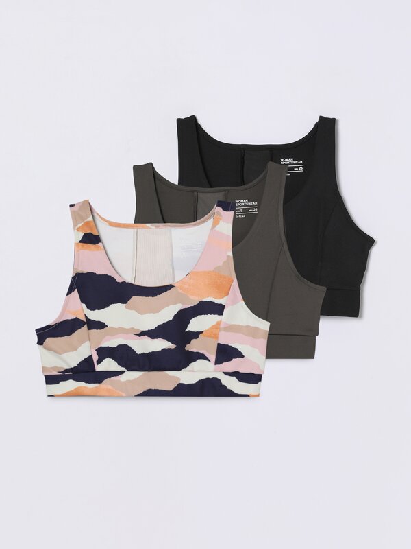 Pack of 3 contrast sports tops