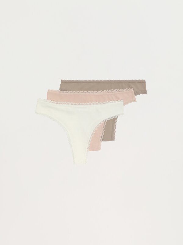 Pack of 3 Brazilian briefs with lace trim