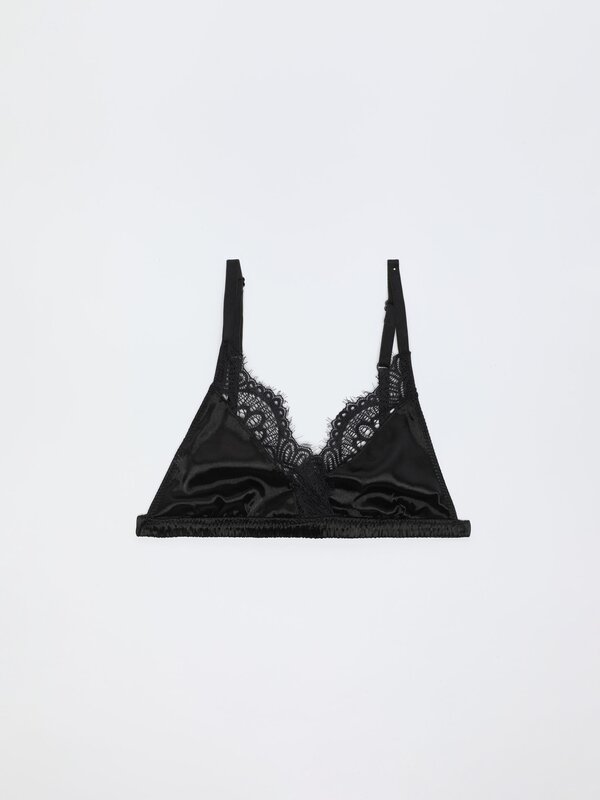 Satin bra with lace