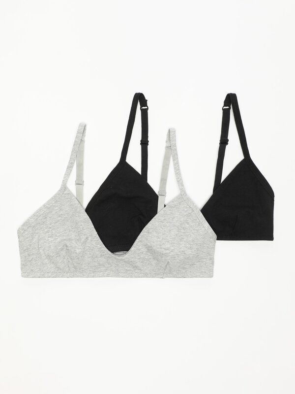 Pack of 2 basic cotton bras
