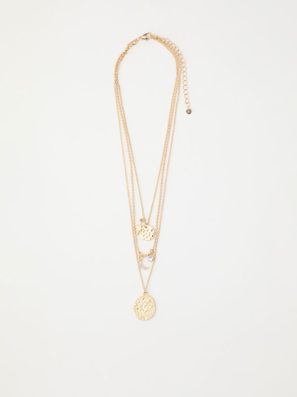 Multi-strand medallion necklace