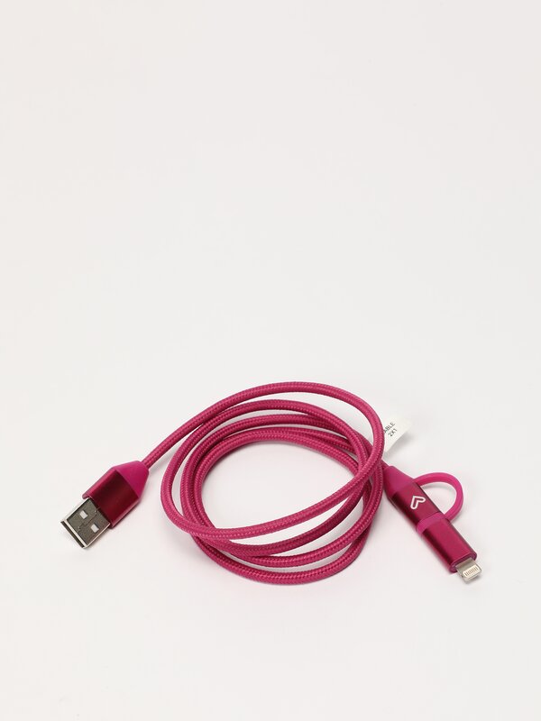 Cable con dobre cabezal de Lightning/USB C a USB A