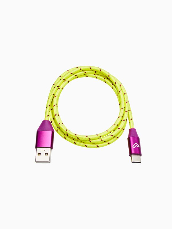 Kirol-kablea, neon-kolorekoa, USB C-tik USB A-ra