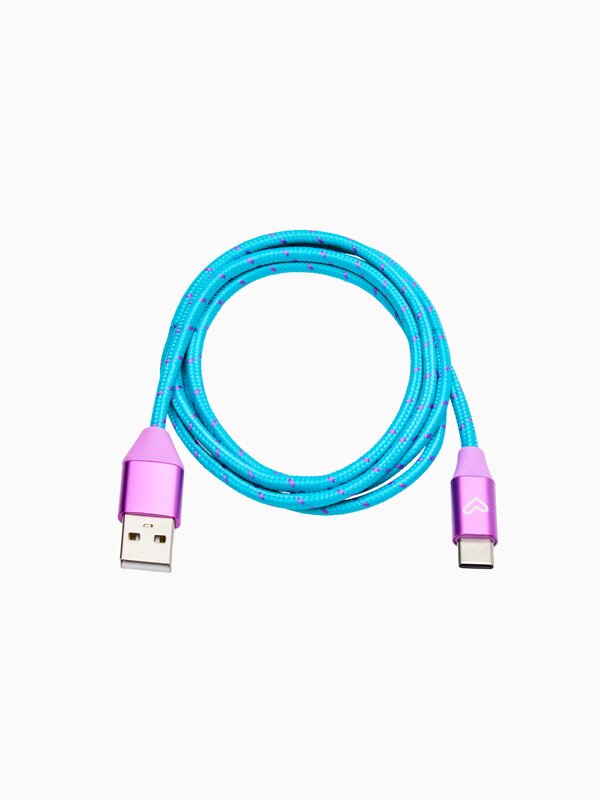 Sporty neon cable from USB-C to USB-A