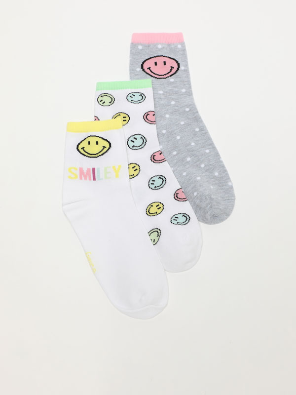 Pack of 3 pairs of Smiley® socks.