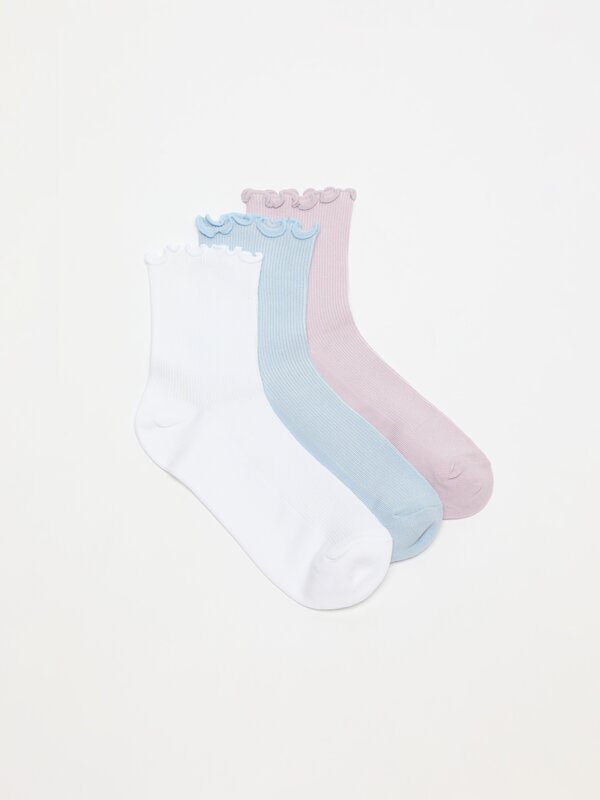 Pack of 3 pairs of scalloped socks