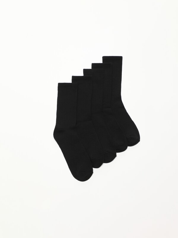 Pack of 5 pairs of long sports socks.