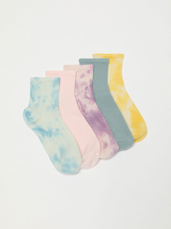 Pack of 5 pairs of long tie-dye socks