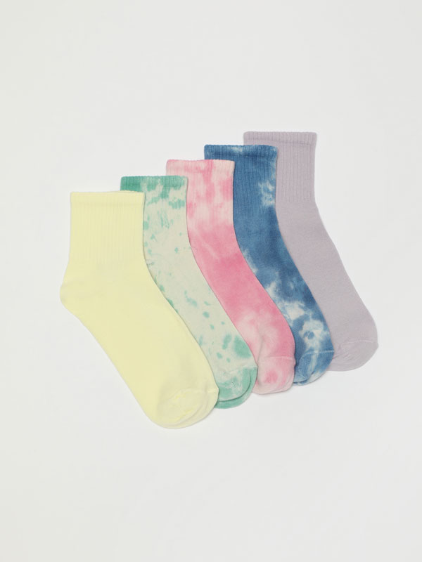 Pack of 5 pairs of long tie-dye socks