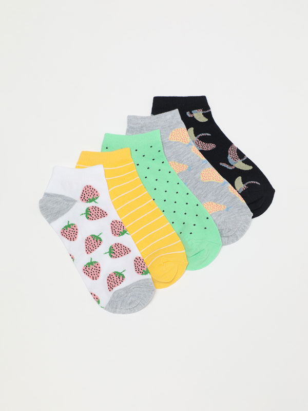 Pack of 5 pairs of fruit ankle socks