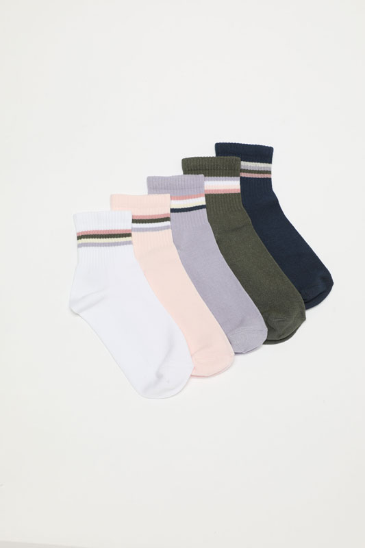 Pack of 5 pairs of long striped socks