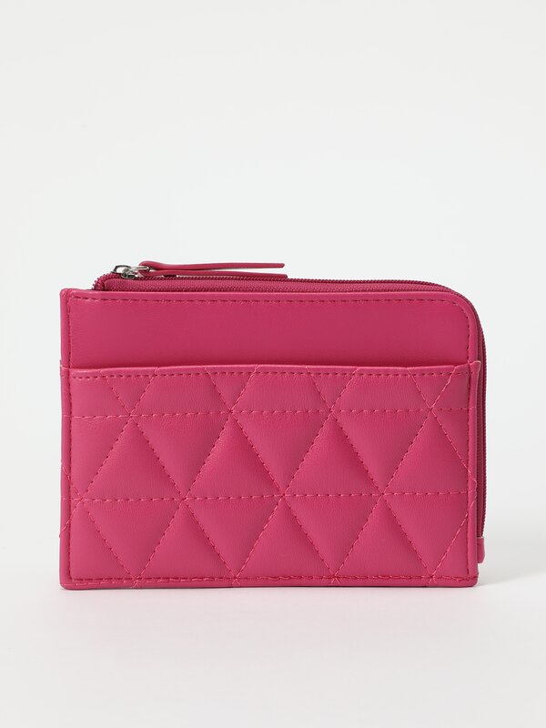 Quilted faux leather card holder