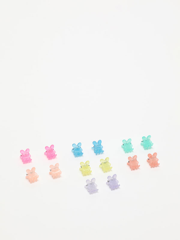 Pack of 14 butterfly-shaped hair clips