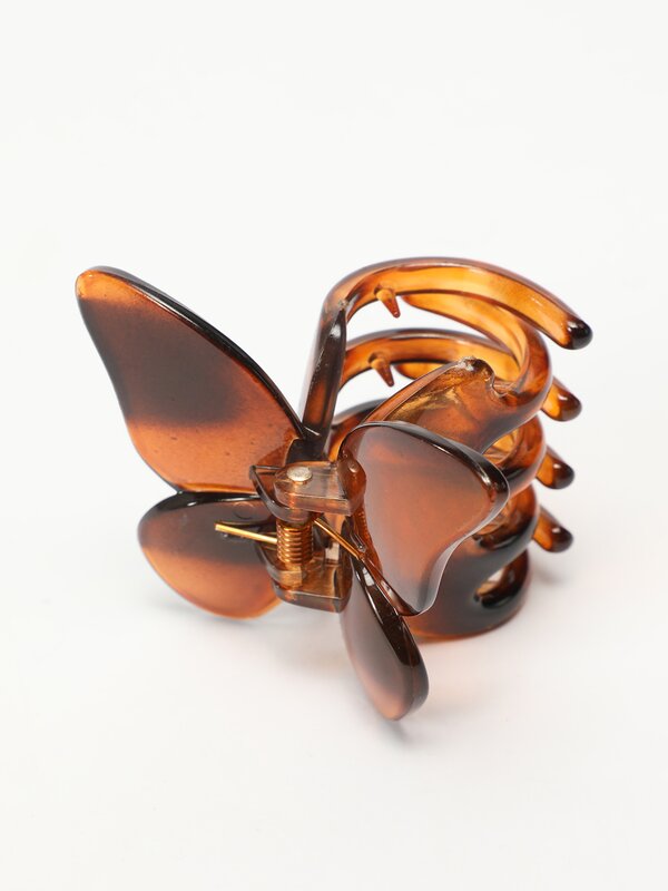 Tortoiseshell-effect butterfly hair clip